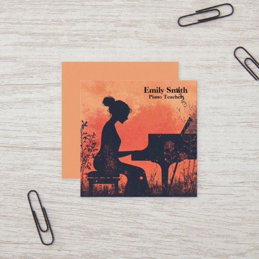 Klavierlehrer Quadratische Visitenkarte (Vorderseite/Rückseite Beispiel)