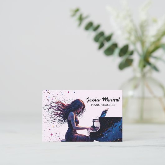 Klavierlehrer Visitenkarte (Stehend Vorderseite)