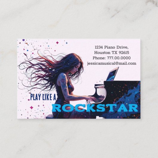 Klavierlehrer Visitenkarte (Rückseite)