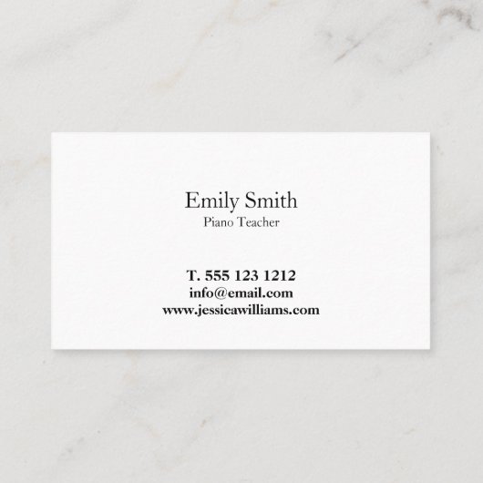Klavierlehrer Visitenkarte (Rückseite)