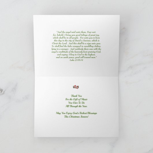 Klavierlehrer Weihnachtskarte Feiertagskarte (Innenseite)