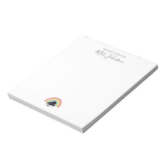 Klavierlehrer Wertschätzung Rainbow Music Notizblock (Rotiert)