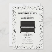 Klaviermelodie Musiknoten Geburtstag Einladung (Vorderseite)