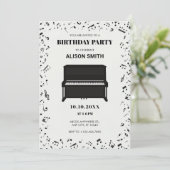 Klaviermelodie Musiknoten Geburtstag Einladung (Stehend Vorderseite)