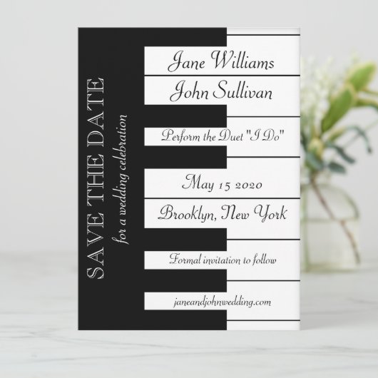 Klaviermusik beim Hochzeitsfeiern speichern das Da Save The Date (Stehend Vorderseite)