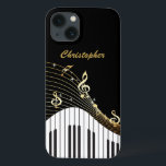 Klaviermusik Case-Mate iPhone Hülle<br><div class="desc">Ein schwarzes,  goldenes und weißes Muster aus Noten und Klaviertastatur. Die perfekte stilvolle Telefonzelle für Musikliebhaber,  Musiker oder Komponisten.</div>
