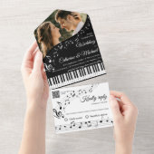 Klaviermusik Schwarz-Weiß-Foto QR-Code Hochzeit All In One Einladung (Abreißen)