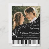Klaviermusik Schwarz-Weiß-Foto QR-Code Hochzeit Einladung (Vorderseite)