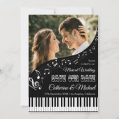 Klaviermusik Schwarz-Weiß-Foto QR-Code Hochzeit Save The Date (Vorderseite)