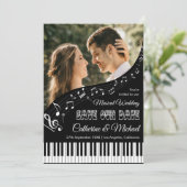Klaviermusik Schwarz-Weiß-Foto QR-Code Hochzeit Save The Date (Stehend Vorderseite)