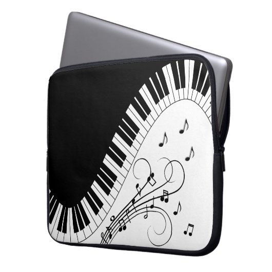 Klaviermusikdesign Laptopschutzhülle (Vorderseite Links)