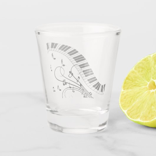 Klaviermusikdesign Schnapsglas (Rückseite)