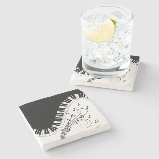 Klaviermusikdesign Steinuntersetzer (Seitenansicht)