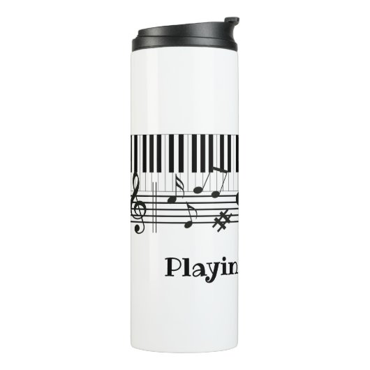 Klaviermusikdesign Thermal Tumbler Thermosbecher (Nach links gedreht)