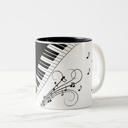 Klaviermusikdesign Zweifarbige Tasse (VorderseiteRechts)