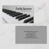 Klaviermusiklehrer Keyboard Detail Design Grau Visitenkarte (Vorne/Hinten)