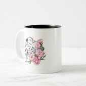 Klavierschlüssel und Blume Zweifarbige Tasse (Vorderseite Links)