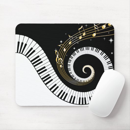 Klavierschlüssel und Gold-Musiknote Mousepad (Mit Mouse)