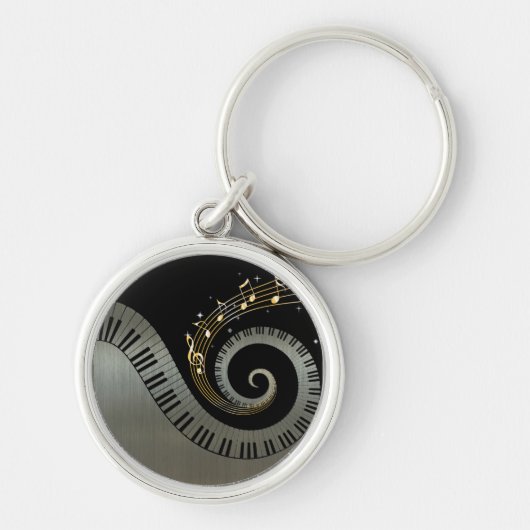 Klavierschlüssel und Gold-Musiknote Schlüsselanhänger (Vorne)