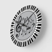 Klavierschlüssel und Musiknote Runde Wanduhr (Winkel)