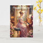 Klavierspielen Karte (Gelbe Blume)