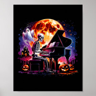 Klavierspielen mit geisterhaftem Halloweenkostüm Poster