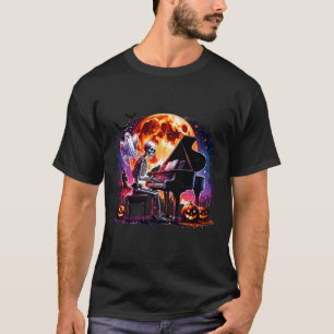 Klavierspielen mit geisterhaftem Halloweenkostüm T-Shirt