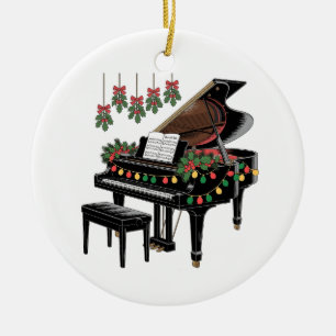 Klavierspieler Xmas-Beleuchtung Santa spielt Keramik Ornament