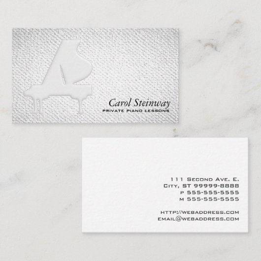 Klavierstunden Texturblick Visitenkarte (Vorne/Hinten)