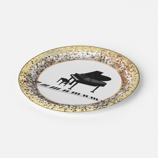 Klaviersymboldesign Pappteller (Schrägansicht)