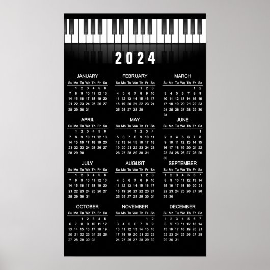 Klaviertastatur 2024 Wall Calendar Poster (Vorne)