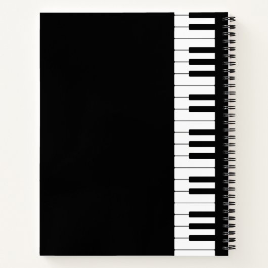 Klaviertastatur 8.5" x 11" SpiralNotebook Notizblock (Rückseite)