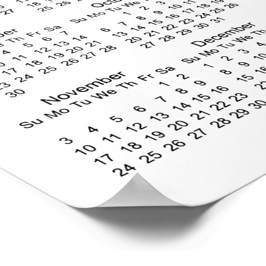 Klaviertastatur Design 2024 Wall Calendar Poster (Ecke)