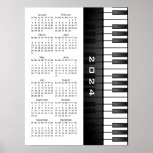 Klaviertastatur Design 2024 Wall Calendar Poster