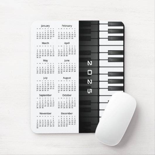 Klaviertastatur Design 2025 Kalender Mousepad (Mit Mouse)