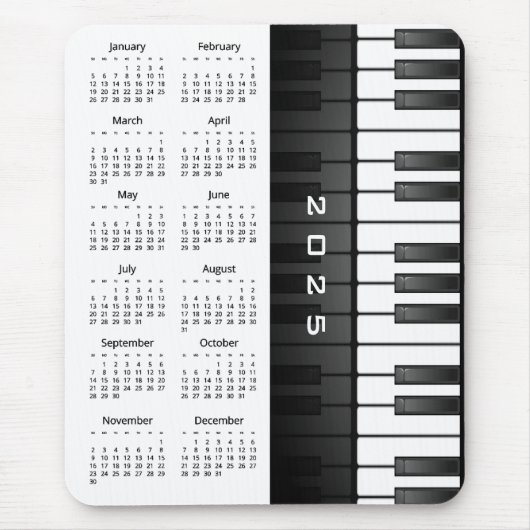 Klaviertastatur Design 2025 Kalender Mousepad (Vorne)