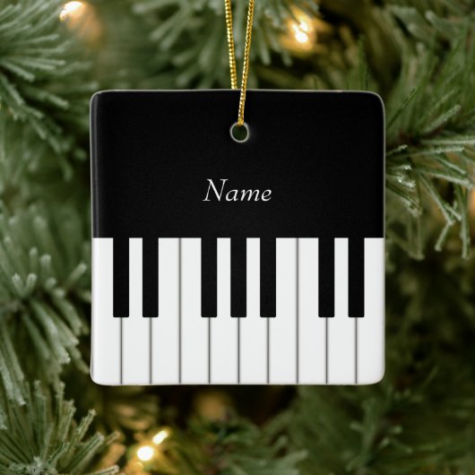 Klaviertastatur Elegante Personalisierte Musikerin Keramikornament (Baum)
