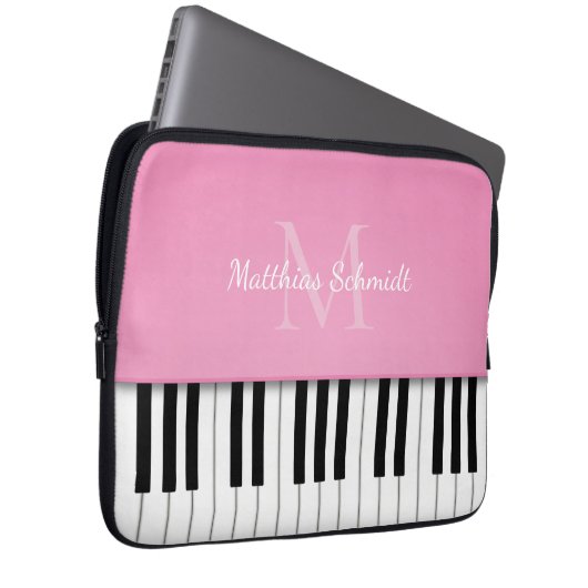 Klaviertastatur Mit Monogramm Personalisiert rosa Laptopschutzhülle (Vorne Rechts)