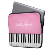 Klaviertastatur Mit Monogramm Personalisiert rosa Laptopschutzhülle (Vorderseite Links)