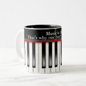 Klaviertastatur mit Musikangebot Zweifarbige Tasse (Vorderseite Links)