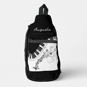 Klaviertastatur-Musikdesign mit Namen Crossbody Bag