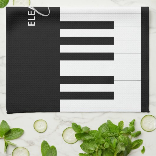 Klaviertastatur Musikermusik Custom Mit Monogramm Geschirrtuch (Gefaltet)