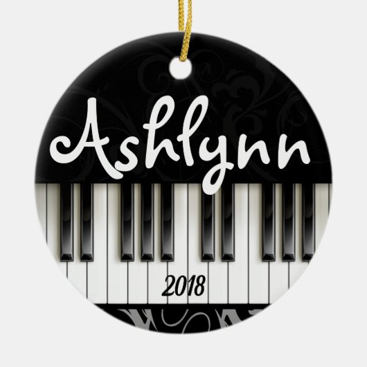 Klaviertastatur Personalisiert Pianist Musikergesc Keramik Ornament (Vorne)