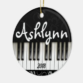 Klaviertastatur Personalisiert Pianist Musikergesc Keramik Ornament (Links)