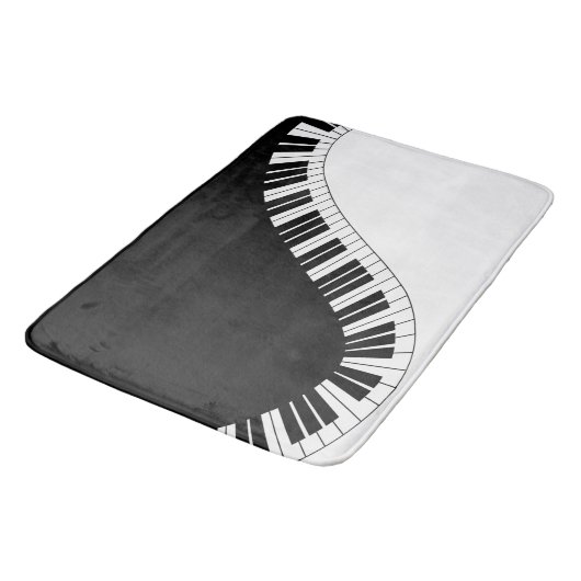 Klaviertastatur Schwarz-Weiß-Musik-Design Badematte (Schrägansicht)