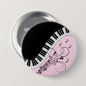 Klaviertastatur Schwarz-Weiß-Musik-Design Rosa Button (Vorne & Hinten)