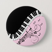 Klaviertastatur Schwarz-Weiß-Musik-Design Rosa Button (Vorderseite)