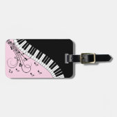 Klaviertastatur Schwarz-Weiß-Musik-Design Rosa Gepäckanhänger (Vorderseite horizontal)