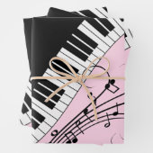 Klaviertastatur Schwarz-Weiß-Musik-Design Rosa Geschenkpapier Set (Beispiel)