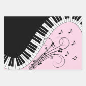Klaviertastatur Schwarz-Weiß-Musik-Design Rosa Geschenkpapier Set (Vorderseite)
